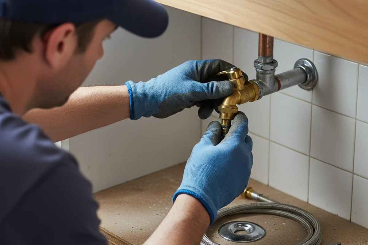 Shutoff valve and fitting work during Burst Pipe Repair in Green Sea